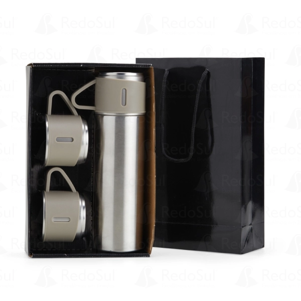 Kit de garrafa térmica personalizado 450 ml com duas tampas extras